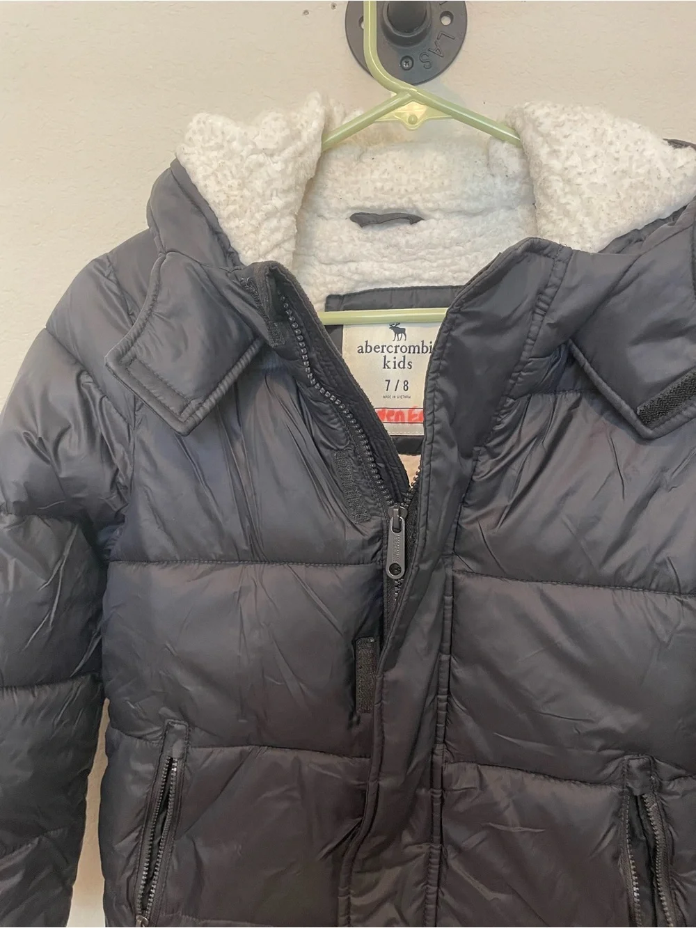 abercrombie kids Black Puffer Coat with Hood